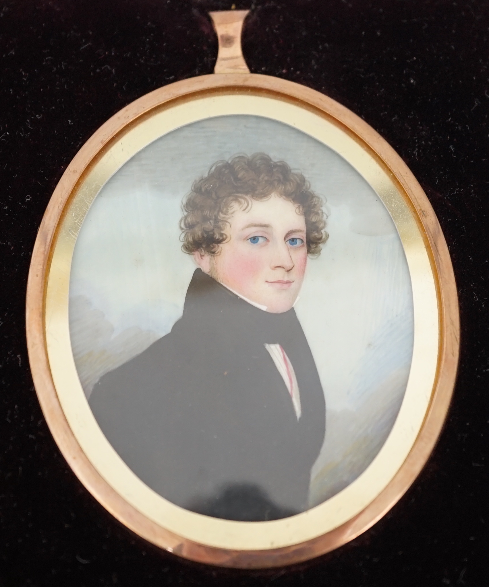 Frederick Buck (Irish, 1771-1840), set of four portrait miniatures - a mother and her sons, oil on ivory, 6.6 x 5.4cm. CITES Submission reference AJ33LJY4